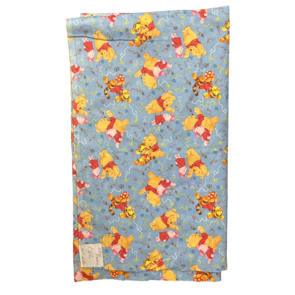 Disney Winnie the Pooh & Friends Blue Flannel Fabric Cut (1 Yard) Vintage
